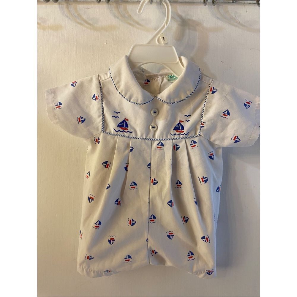 Tiny tots originals sailors suit infant‎ 6/9m white blue red boats